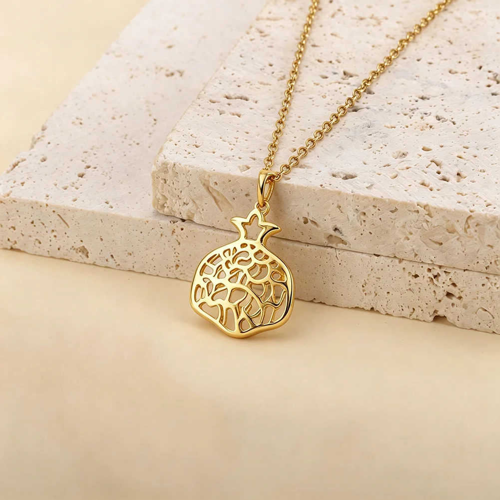 Pomegranate Pendant Necklace Shma Yisrael Prayer Judaica Stainless Steel Jewelry Gifts for Woman Men Hashanah Jewish Jewelry