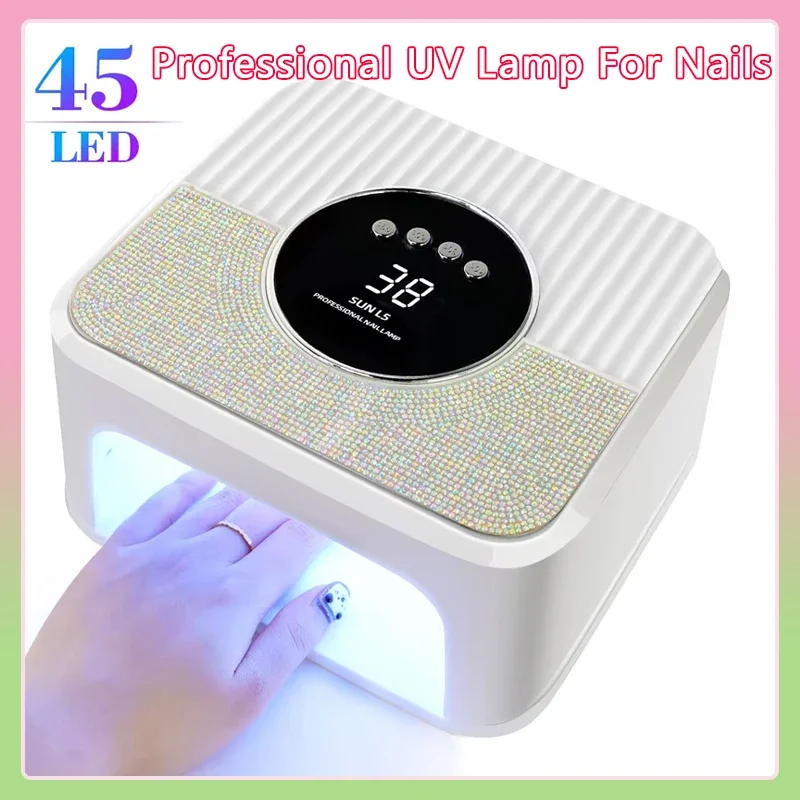 45LED الأشعة فوق البنفسجية مسمار مصباح عالية الطاقة مسمار مجفف مع LCD شاشة ذكية هلام علاج تجفيف مصباح قاعدة قابلة للإزالة باديكير أداة للمنزل