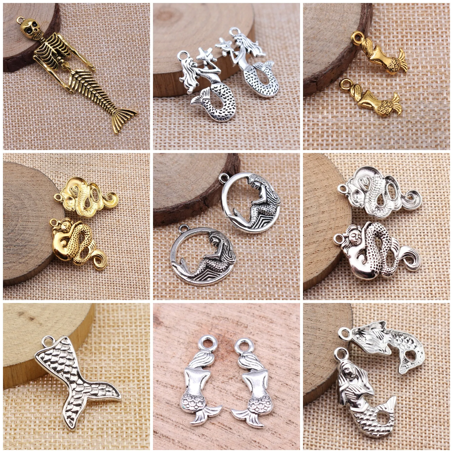 Boho Mermaid Ocean Fantasy Charms Pendant Beach Women Jewelry Parts Charms For Jewelry Making Bracelet Necklace DIY Craft Bulk