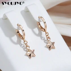SYOUJYO Cute Five-pointed Star Dangle Earrings For Women 585 Gold Color Trendy Jewelry Gift