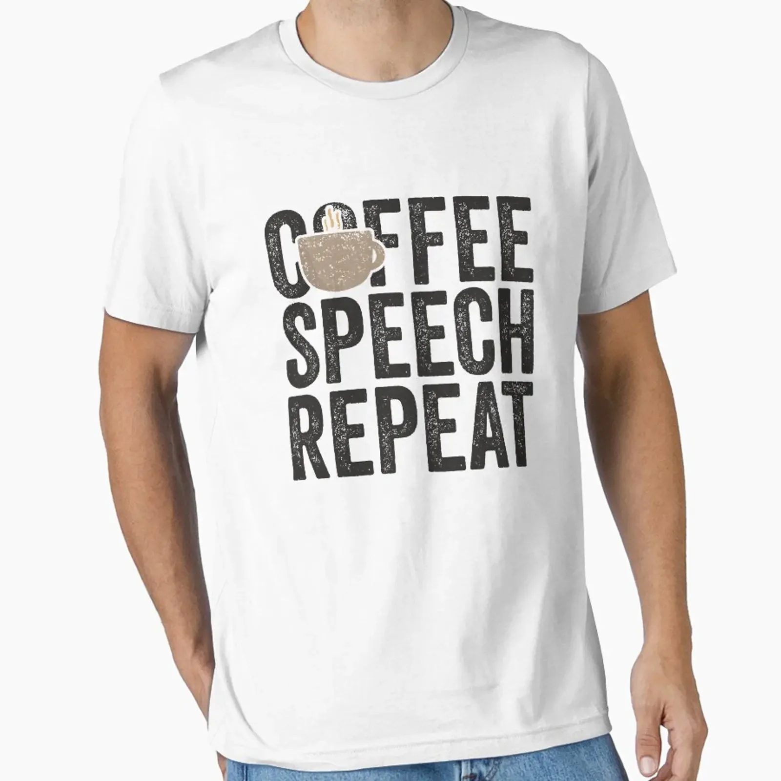 Coffee Speech Repeat TherapisT T Shirt School SLP Essential vintage Washed Stylish Unisex Breathable Comfortable graphic Casual