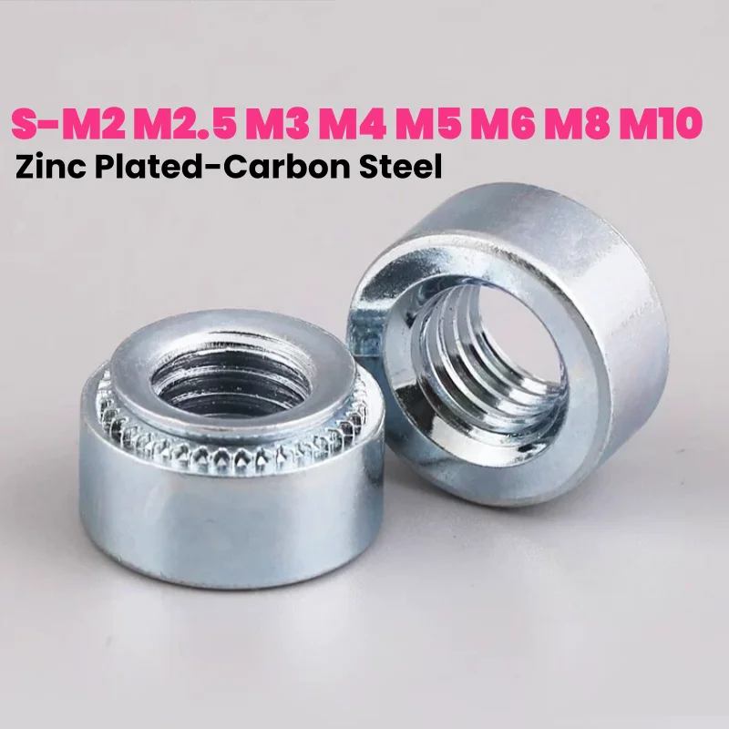S-M2 M2.5 M3 M4 M5 M6 M8 M10 Zinc Plated Carbon Steel Self Clinching Nuts Swage Nut Pressure Press Riveting Nut Plug Nuts