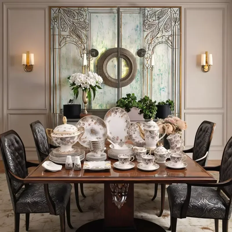 China Dinnerware Sets Ceramic Porcelain Dinner Designer Dinnerware Set for 12 People