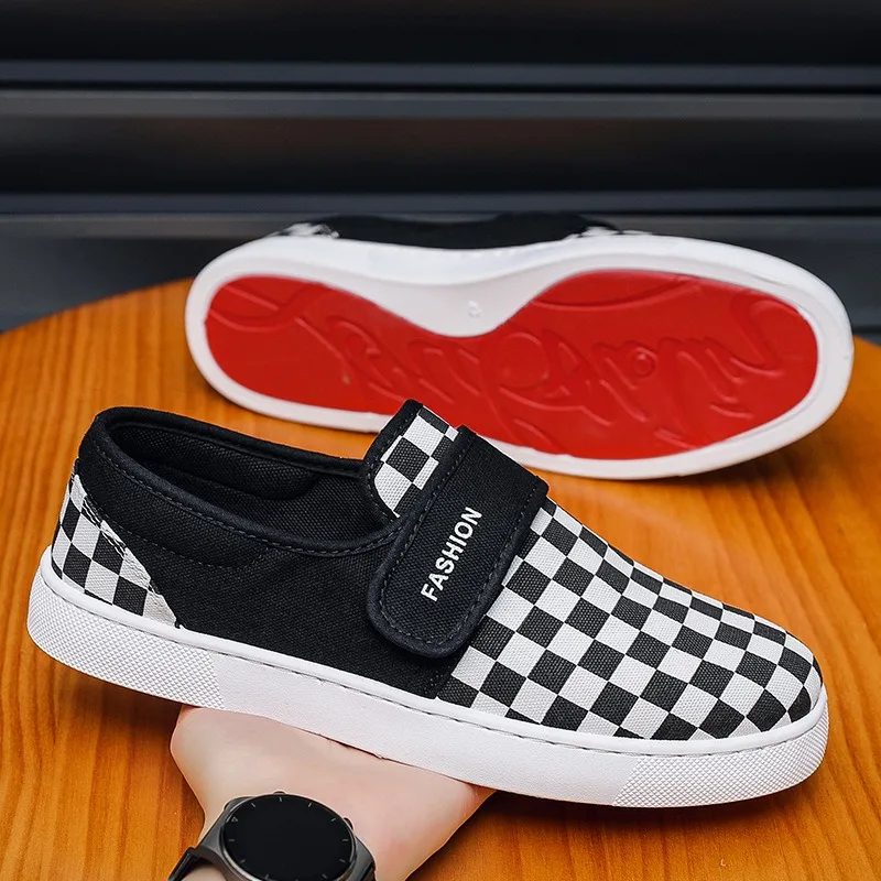 plaid canvas shoes for man non-leather casual shoes designer loafers shoes for man zapatillas verano hombre