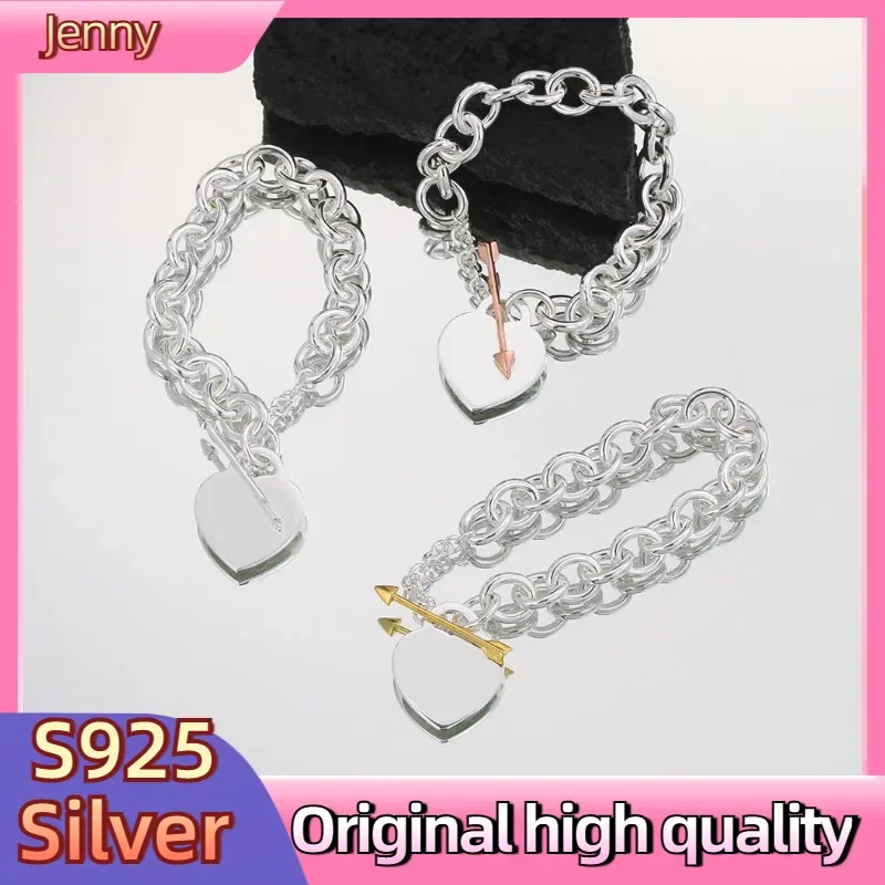 Hot-Selling S925 Silver Love Arrow Bracelet - T-Home Style, Exquisite & High-Quality, Multiple Colors Available