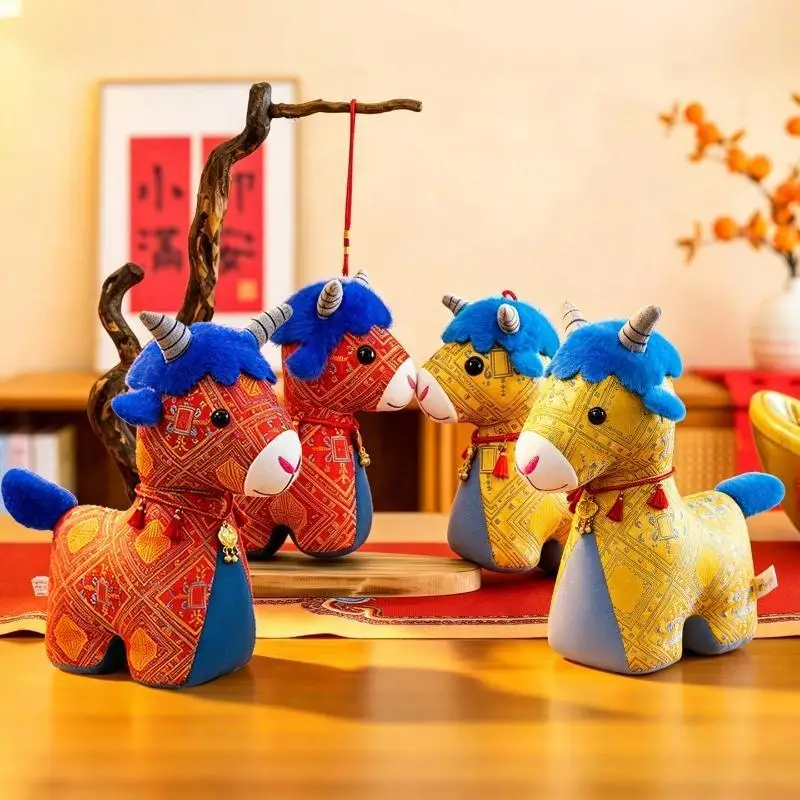 Traditional Pattern Zodiac Horse Plush Doll Soft Stuffed Toy for Spring Festival Gift Home Shelf Decor
