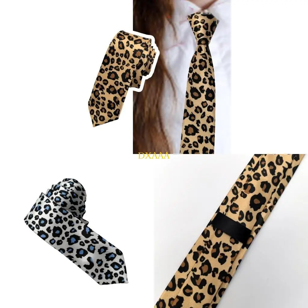 

DXAA Unique Leopard Print Necktie for Men and Women Polyester Long Tie for Formal Gatherings and Trendy Fashion Statements