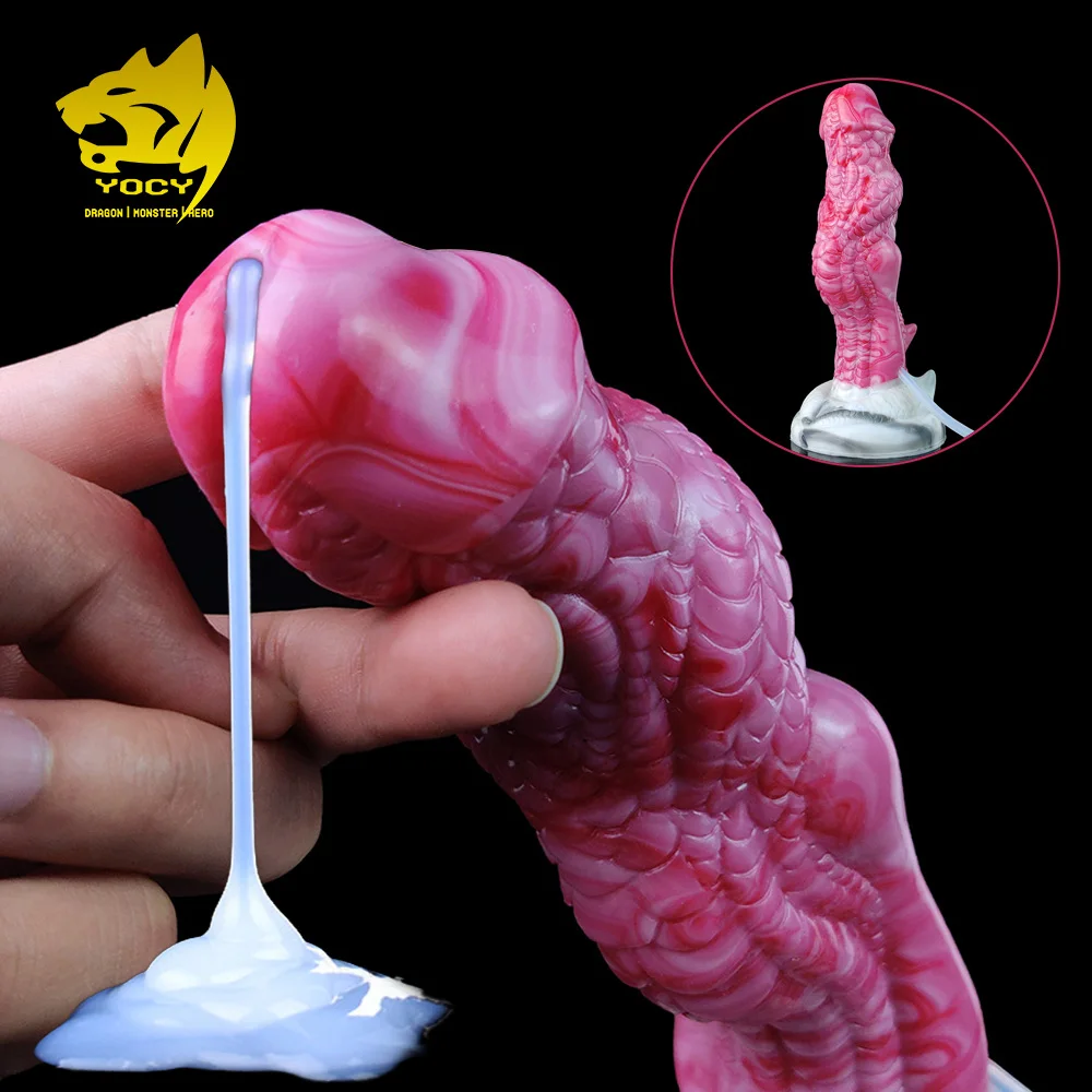 YOCY 8 Inch Fantasy Squirting Dragon Dildo Realistic Ejaculating G-Spot Anal Texture Knot Masturbator Sex Toy For Women