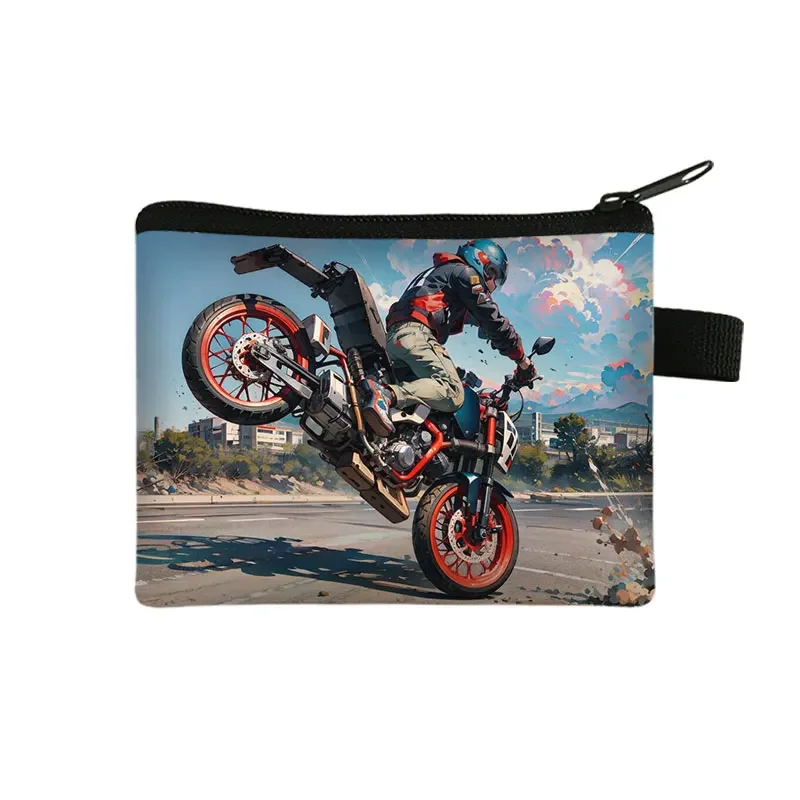 Porte-monnaie cool pour moto, sac d'argent pour carte de crédit, sac de rouge à lèvres pour vélo à moteur, écouteurs, petits portefeuilles, mini sac à main