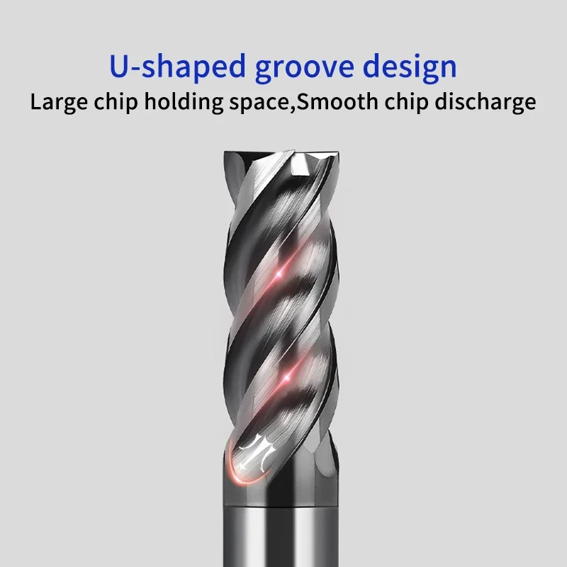 HRC70 carbide 4 flutes flat endmill for steel with coating milling cutter