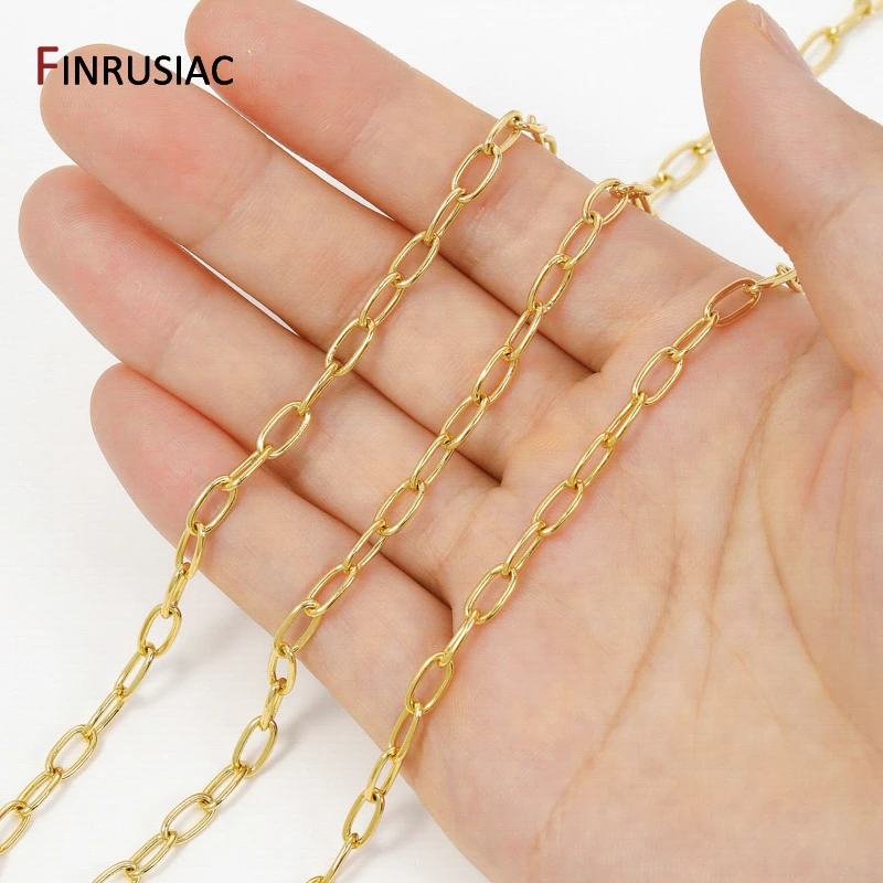 

18K Gold Plated Brass Paperclip Link Chain for Jewelry,4.5*8.5mm Oval Cable Chain for DIY Necklace Bracelet Making Supplies