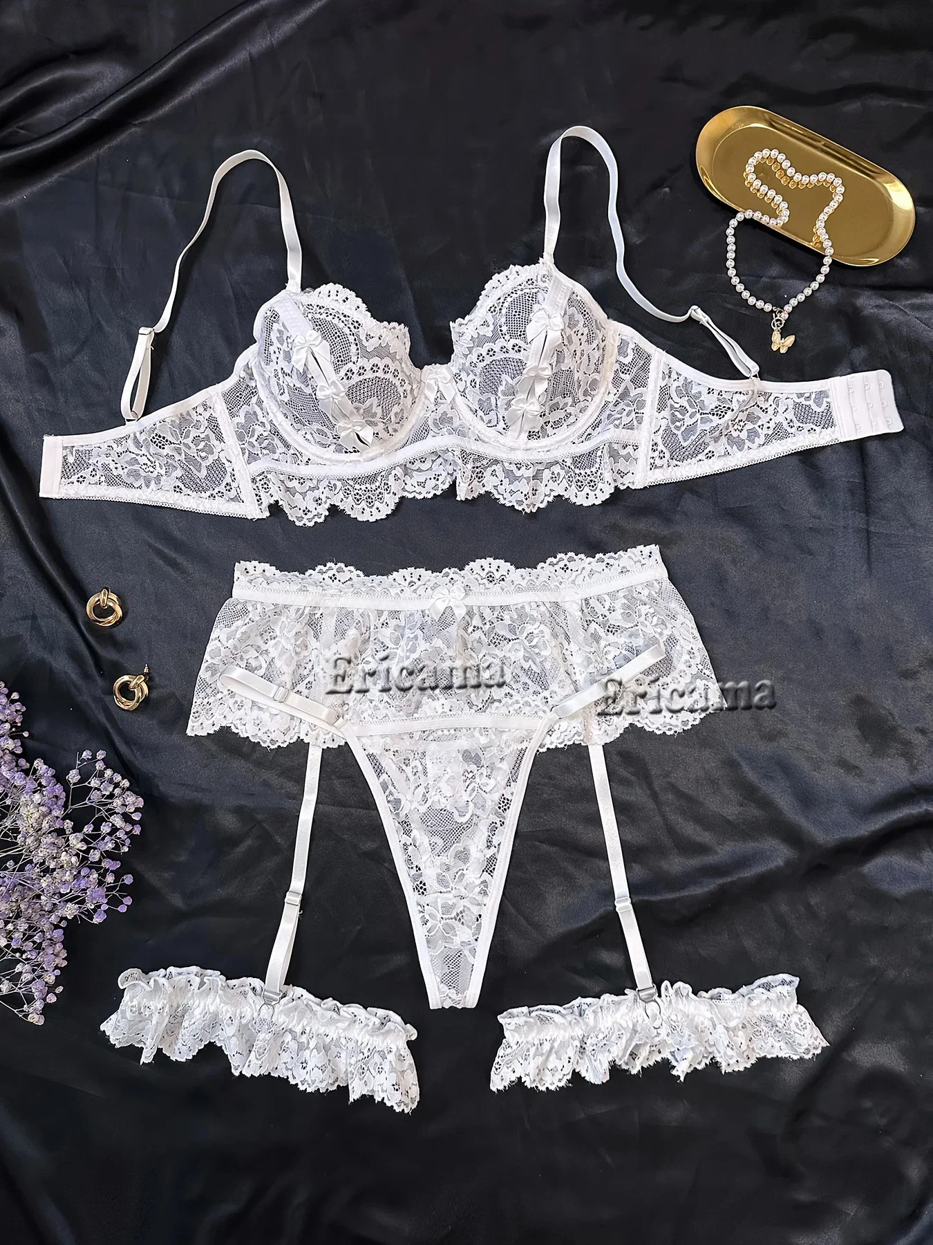 Lace Sexy lingerie Bra And Panty set Exotic Costumes Sensual Transparent Erotic Apparel Porn Goth Mesh Sex Outfit Top and Briefs