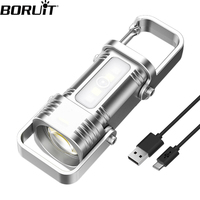 BORUiT Keychain LED Flashlight Type-c Rechargeable Built-in Battery Torch Waterproof Camping Lantern