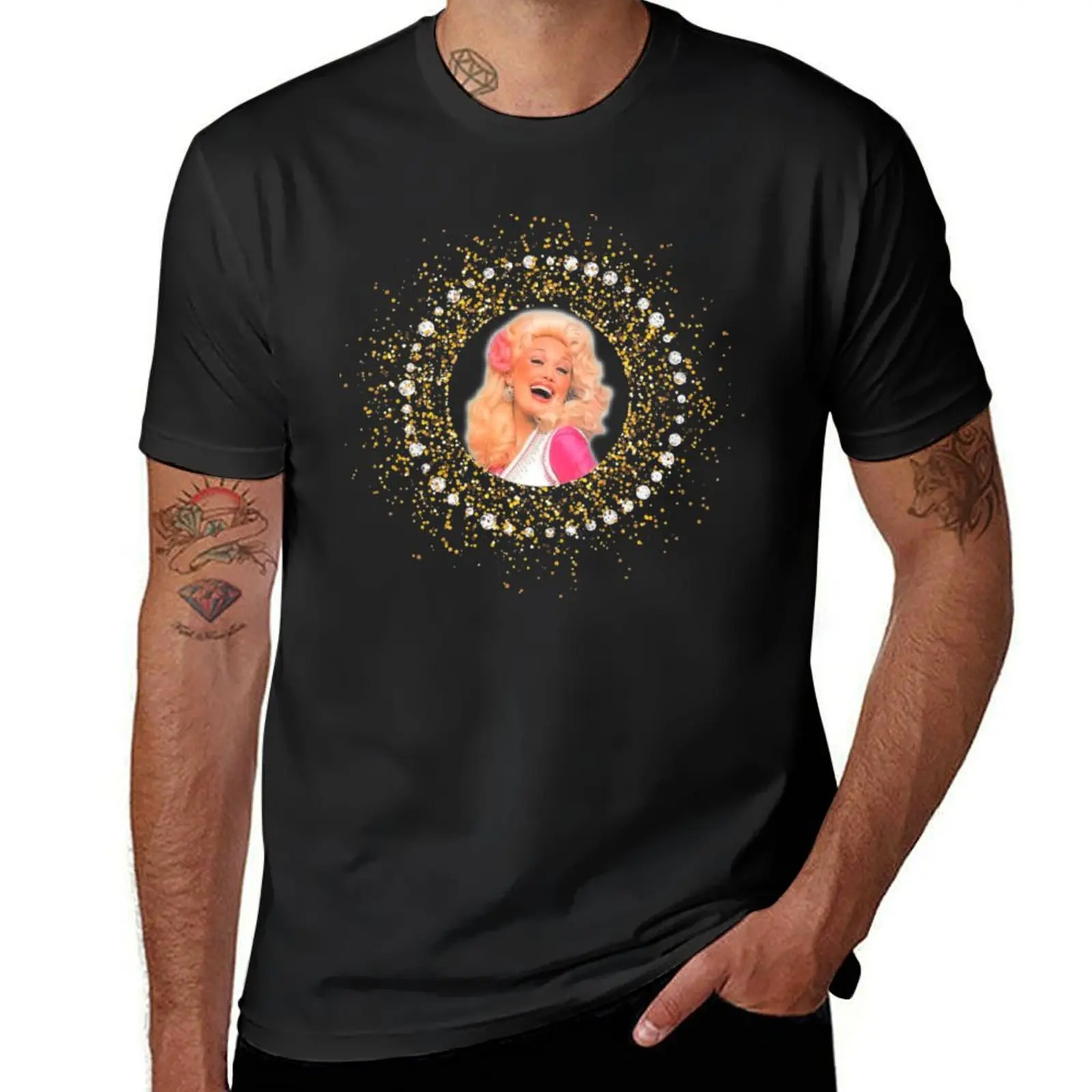 Dolly Parton Glitter Bling C T-Shirt graphics Blouse slim fit t shirts for men