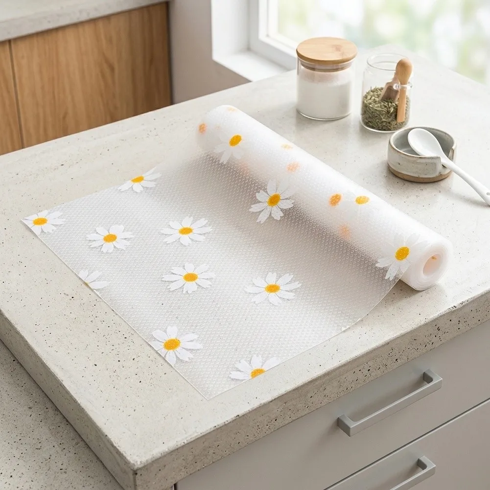 Thick EVA Floral Table Mats Waterproof Oil Resistant Drawer Liners Set of 6 for Kitchen Cabinet Shelf Organizer