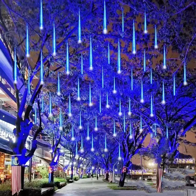 

LED Meteor Shower String Lights US Plug/EU Plug 8Tubes Lights Street Decoration Fairy Garland Wedding Outdoor Christmas Lighting