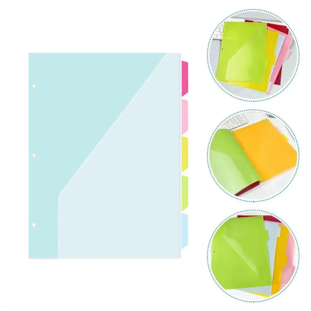 5Pcs Document Organizer Index Page Folders with Pockets and Tabs 3 Holes Binder Dividers Pockets Separator Wear-Resistant