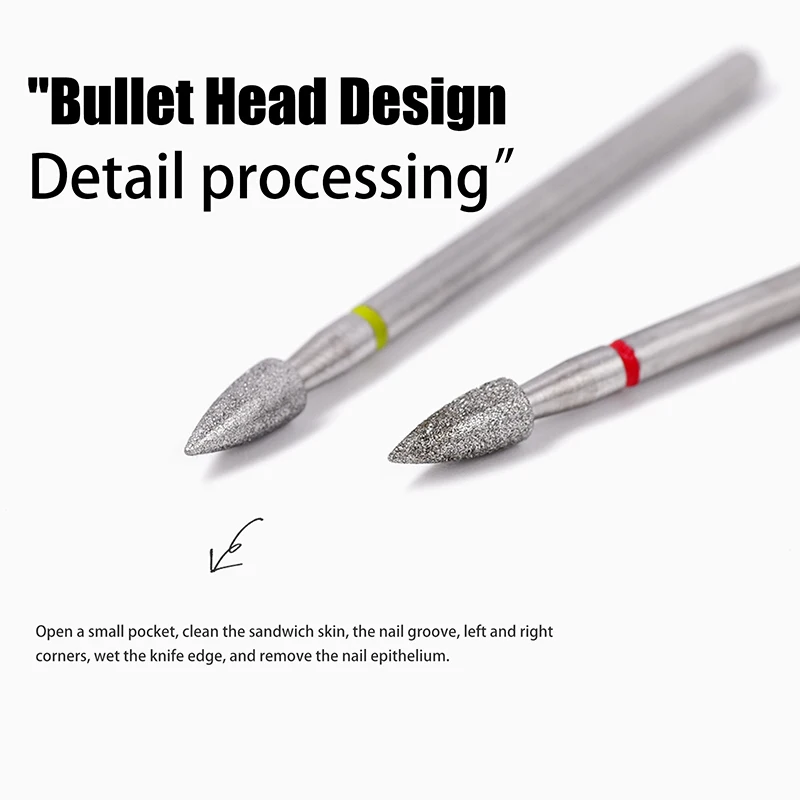 Brocas para unhas 3/32 '', cabeça de bala, fresa elétrica para manicure, cutícula rotativa, ferramentas limpas para unhas