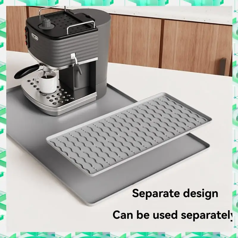 

FIZP Silicone Coffee Mat 15.75X23.6Inch Coffee Bar Mat With Detachable Dish Drying Mat Easy Clean Coffee Station Mat