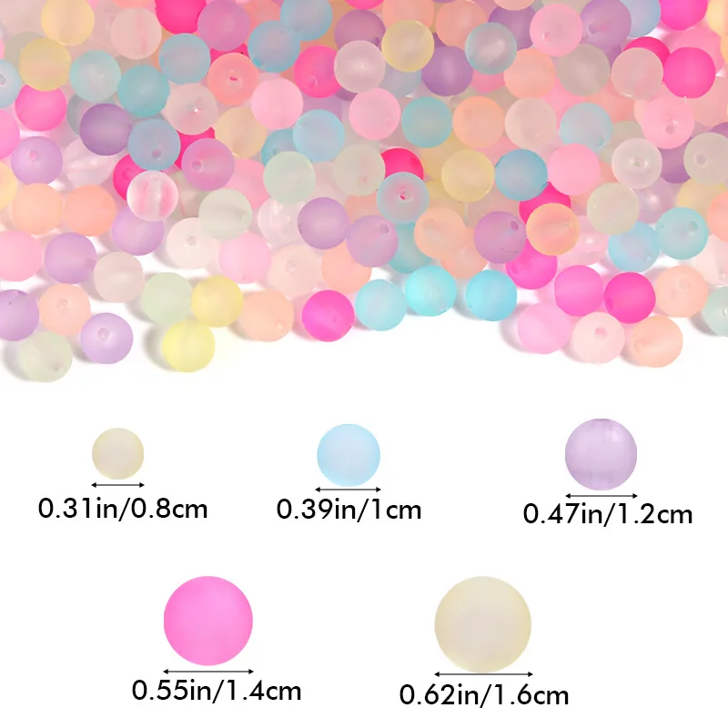 8-16mm Bunte Mattierte Acrylperlen, Lose Perlen mit Bohrloch für DIY-Bastelarbeiten, Ornamentherstellung, Kleidung, Nähzubehör – Detail 1
