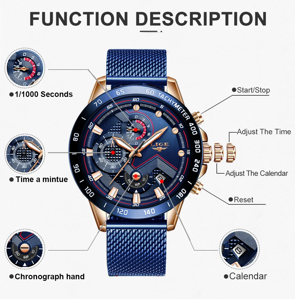 LIGE New Rose Gold Women Watch Top Brand Luxury Watch Women Quartz Sport Women\'s Bracelet Watches Waterproof Relogios Feminino