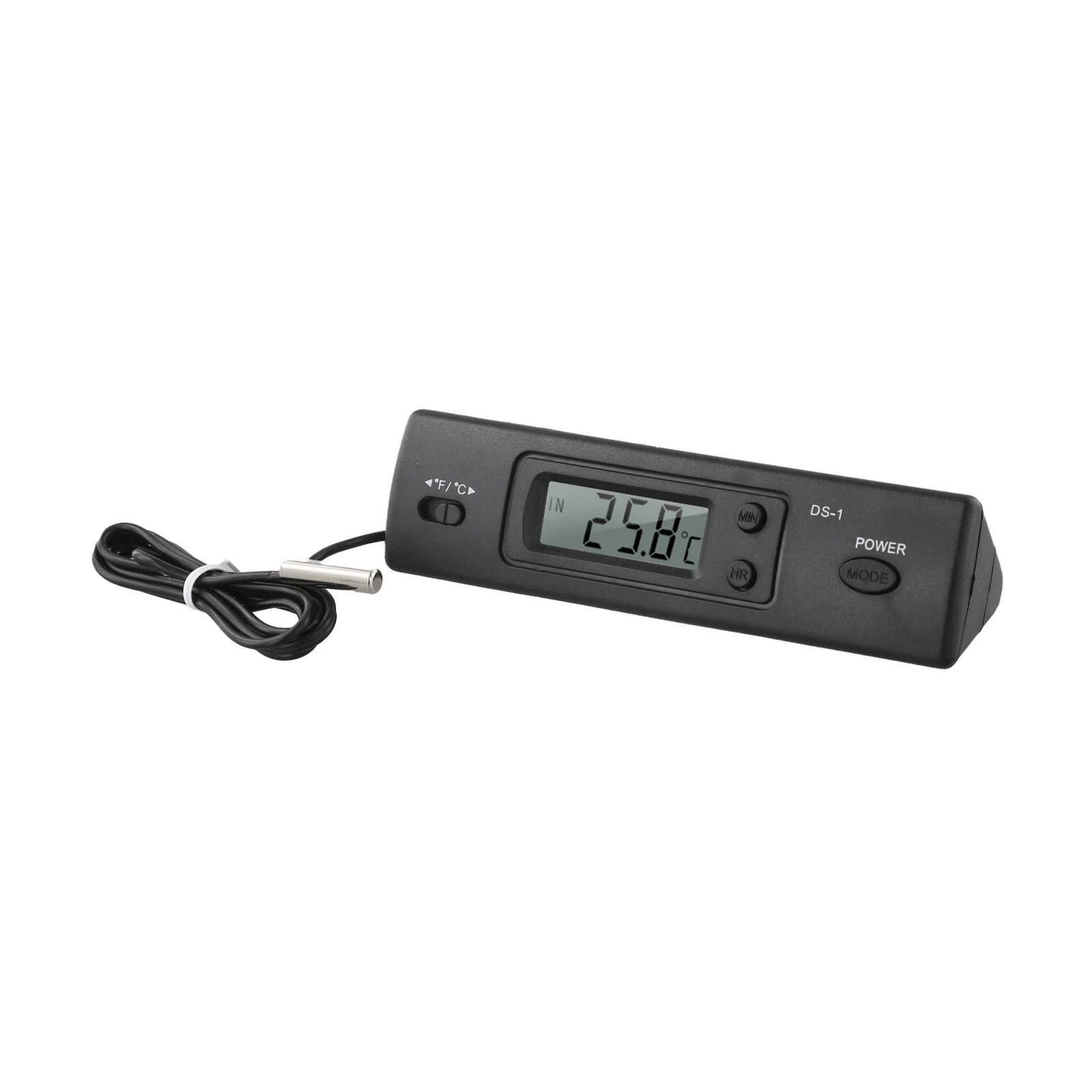 Multi-Function Car Thermometer With Standby Digital Clock Mode External Probe And Clear LCD Readout For Accurate Readings