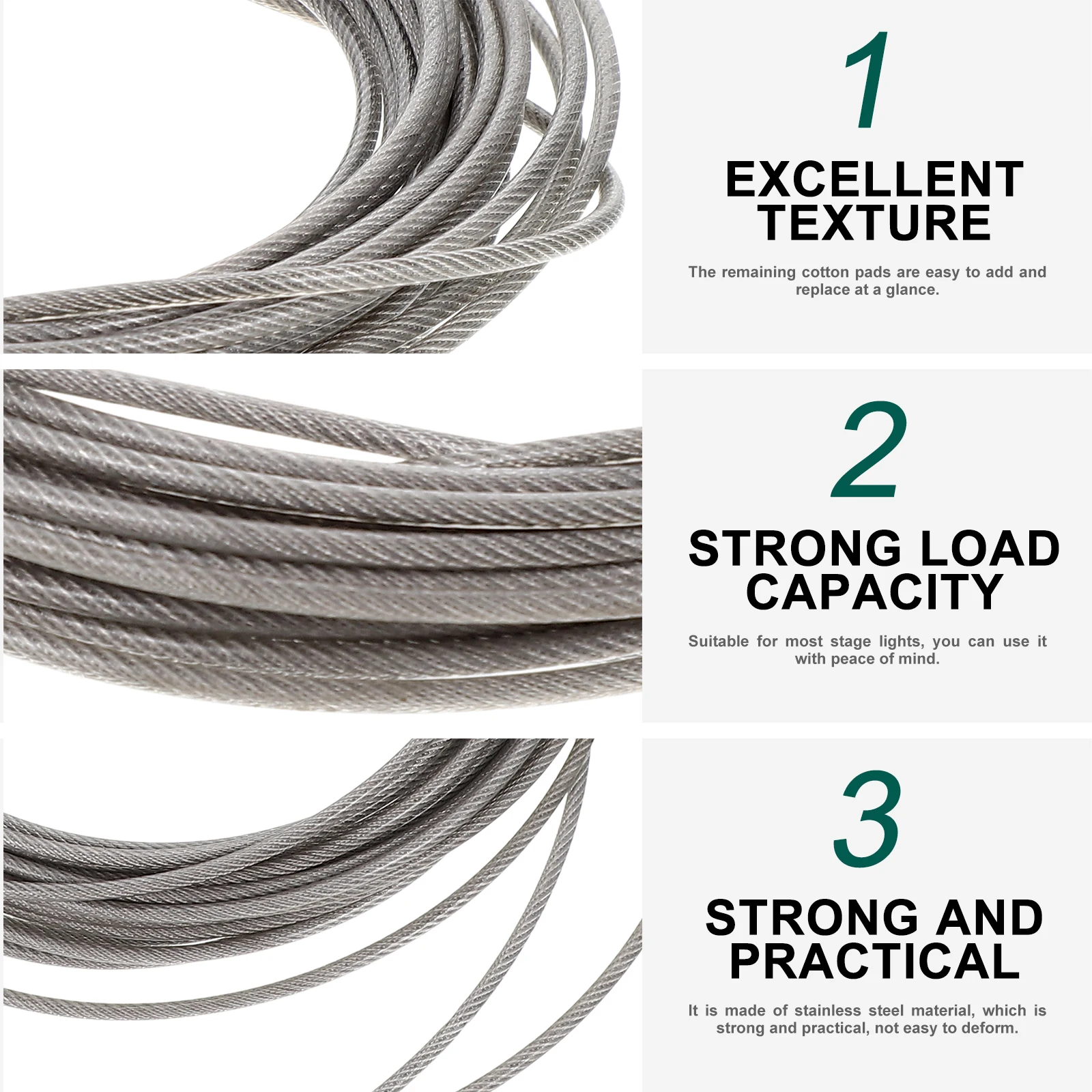 Stainless Steel Wire Rope 304 PVC Coated Stage Lamps Safety Cable Load Duty Lighting Accessory Hardware