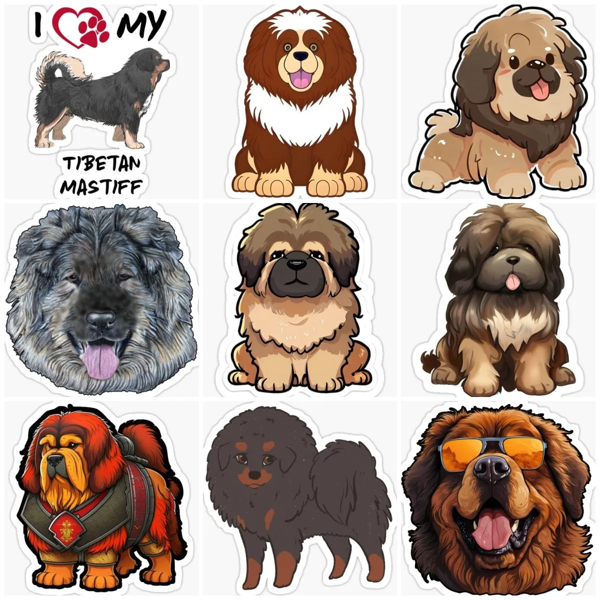 Tibetan Mastiff Dog Pets Creative Cute Sticker Doghouse Truck Car Window Bumper Wall Door Room Glass Bicycle Glass Helmet Decal