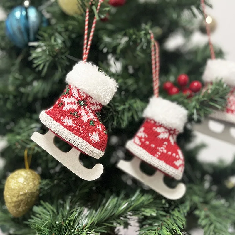 Christmas Decoration Knitted Plush Roller Skates Pendant Christmas Tree Decoration Pendant Christmas Ornament Декор Для Комнаты