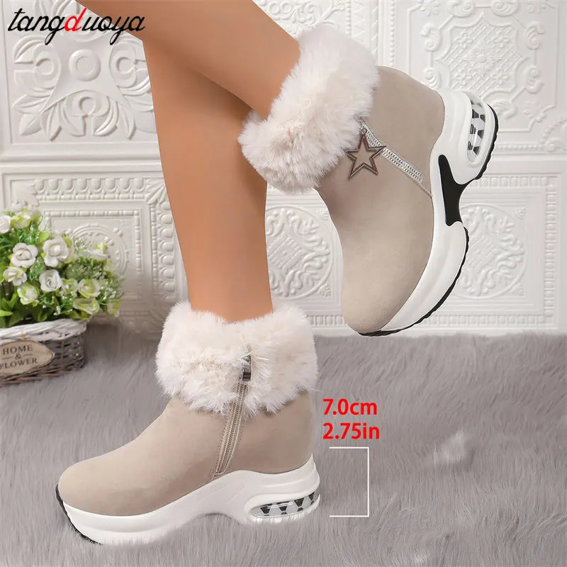 Ankle Boot for Women Warm Fuzzing Plus Plush Winter Snow Boots Retro Zipper Ankle Boot Woman Thick soled anti slip warm Sneakers