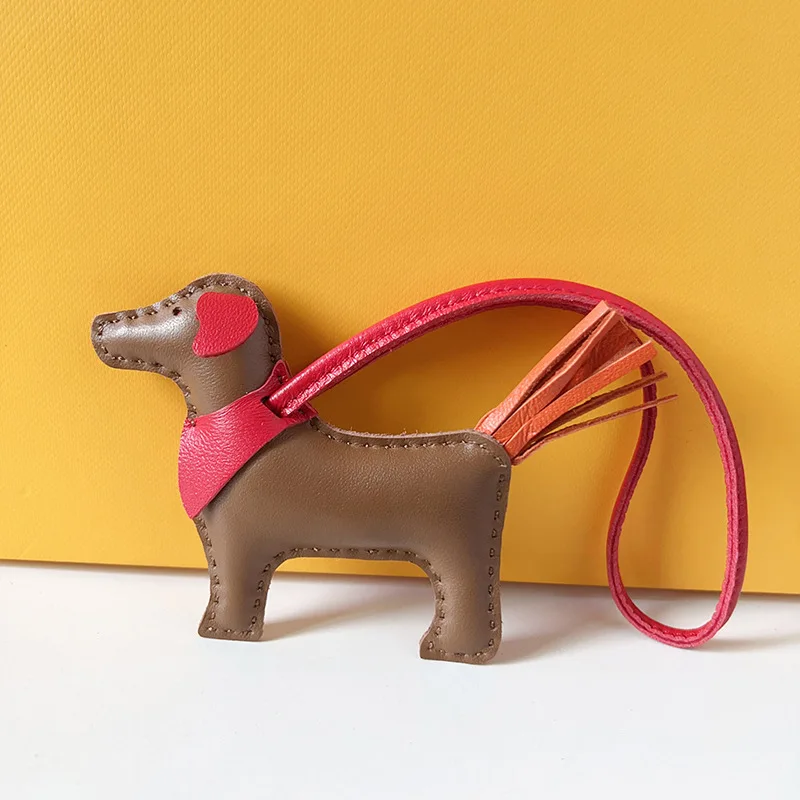 

New Cute Doggy Bag Charm Sheepskin Handmade Sewn Creative Car Rearview Mirror Pendant Automobile Decoration Dog Lanyard