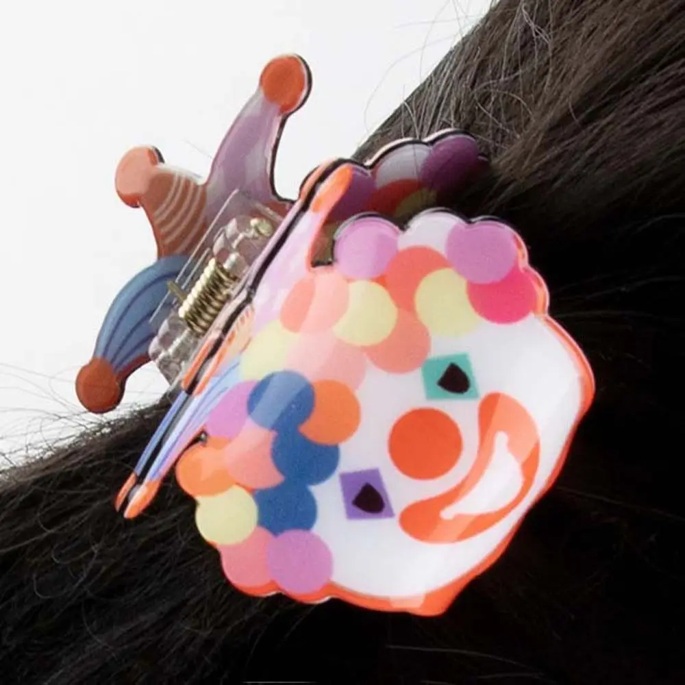 Elegant Joker Clown Hair Claw Colorful Acrylic Ugly Doll Shark Clip Headwear Ponytail Holder Cartoon Hair Clips Party