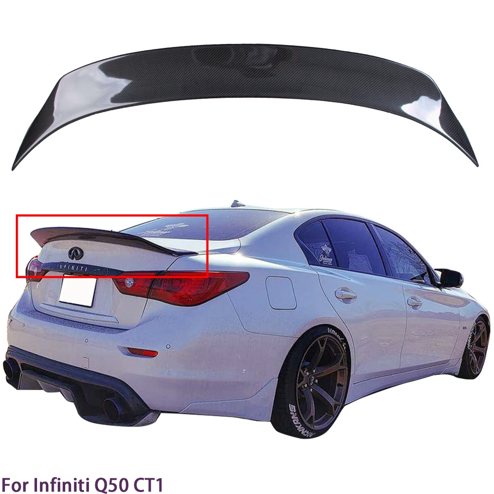 

Q50 For Infiniti Q50 Q50S Q50L CT1 Style Carbon fiber Rear Spoiler Trunk wing 2013-2023
