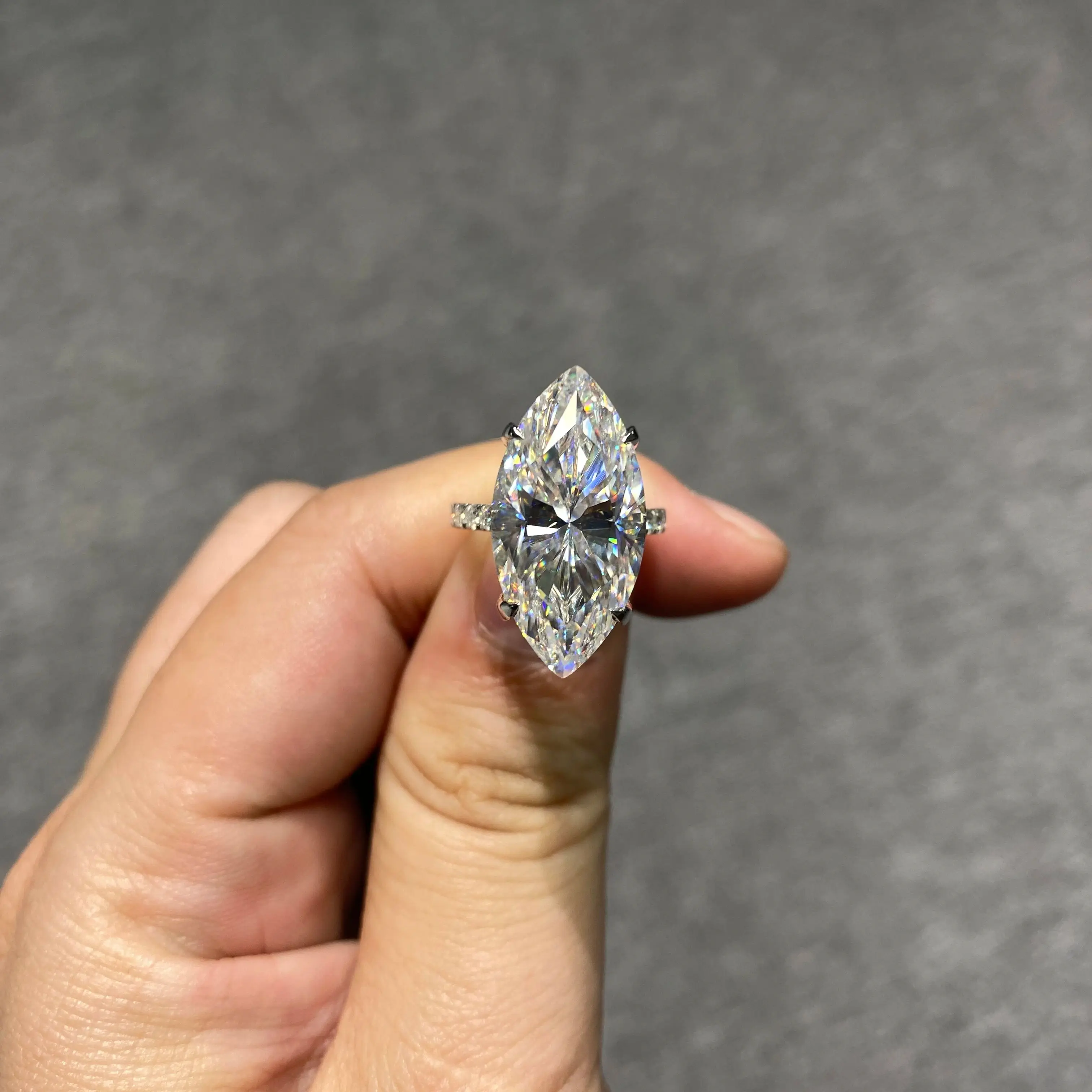 AUAOGuitar WEL-Bague en or véritable 18 carats pour femme, Moissanite 10ct, Marquise Cut, Bijoux originaux, Bagues de créateur de luxe, 925 avec Gra