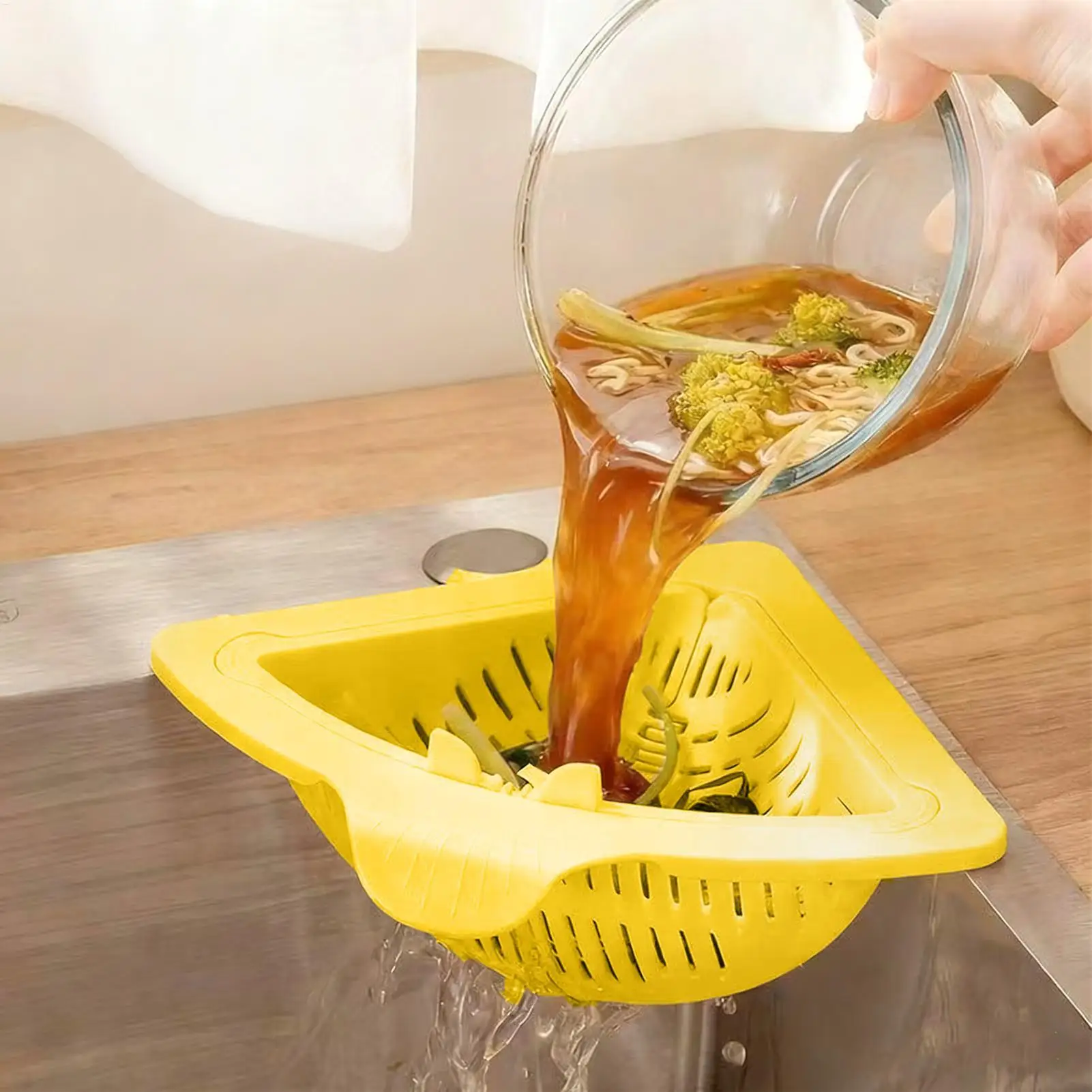 

Kitchen Sink Drain Strainer Anti-Clog Food Catcher Triangular Sink Food Catcher Basket for Fruit Vegetable Noodle Washing Home
