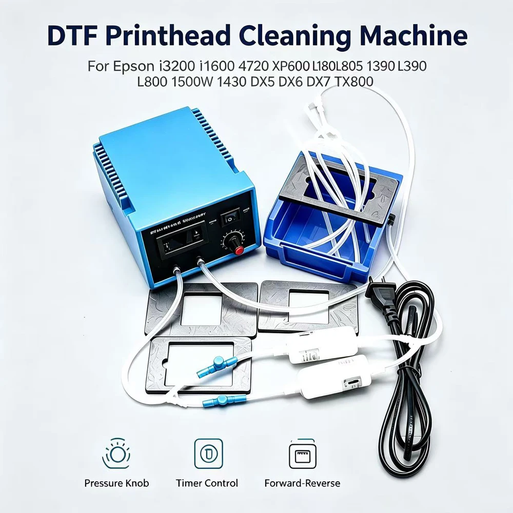 Printhead DTF Ink Clogged Flush Cleaning Machine Washer Unclog Reverse For Epson L1800 L805 1390 i3200 4720 XP600 DX6 Cleaner