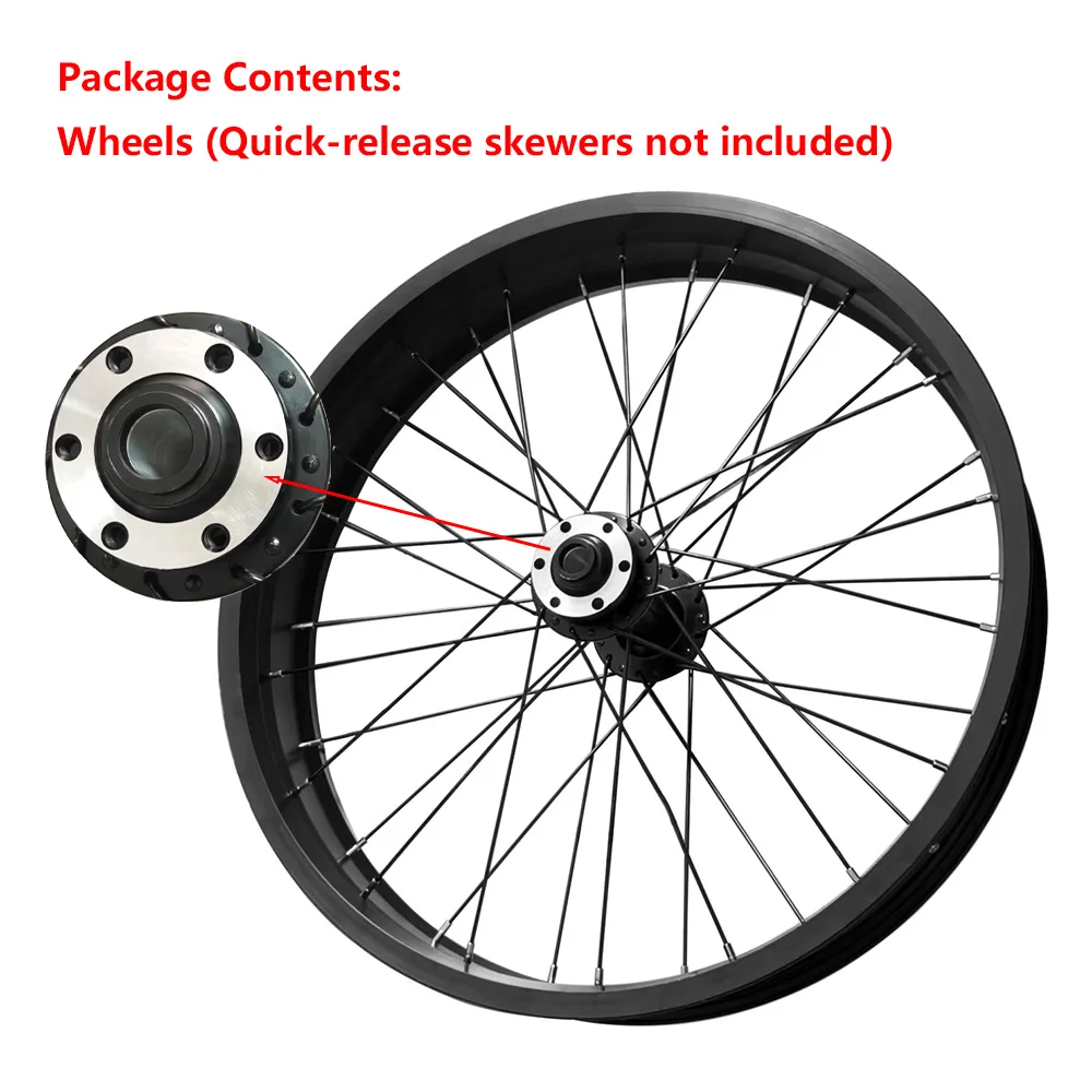 

20x4.0 Set Aluminum Bike Front Wheel 20 Inch Ebike Rims with 36 Spokes for Fatbike Bicycles Accessories