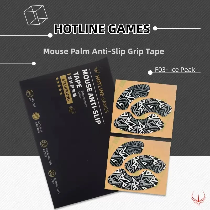 2Sets Hotline Games Mouse Palm Anti-Slip Grip Tape Colourful Handmade Sticker For Gaming Mouse Sweat Resistant (0.68mm)