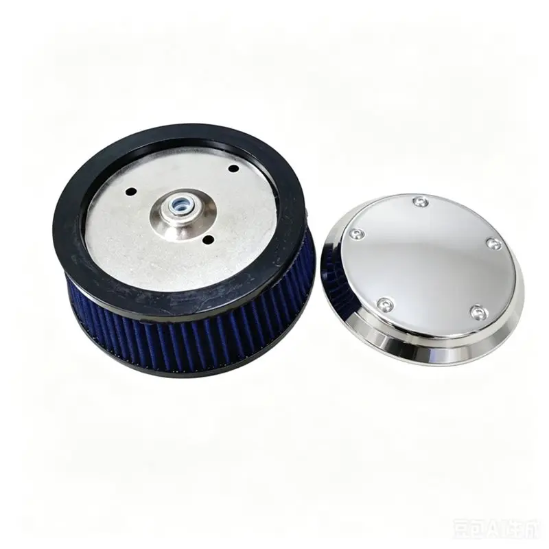 Chrome Air Cleaner Cover & Blue For Touring Fat Boy Softail Springer Dyna 1999-2017 Air Intake Filter-A91R