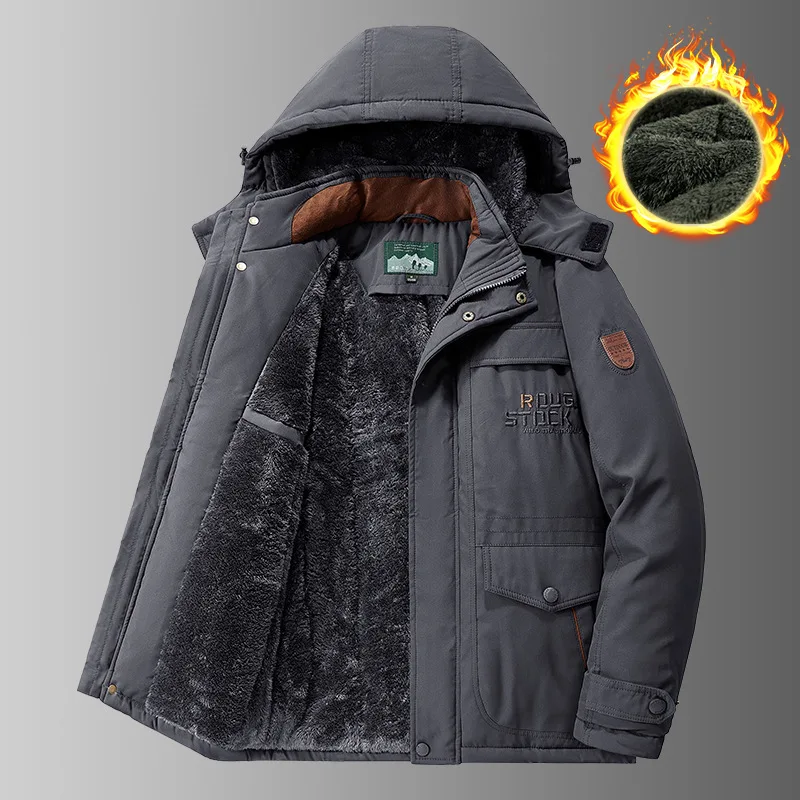 

Мужской зимний тренч Thiened Fce, уличная хлопковая куртка для спецодежды с несколькими количествоми, теплое хлопковое пальто irt