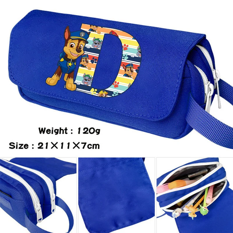 Paw Patrol Large Capacity Double-layer Pencil Case Cartoon Letter A-Z Printed Pen Bag Students Fashion Stationery Storage Box