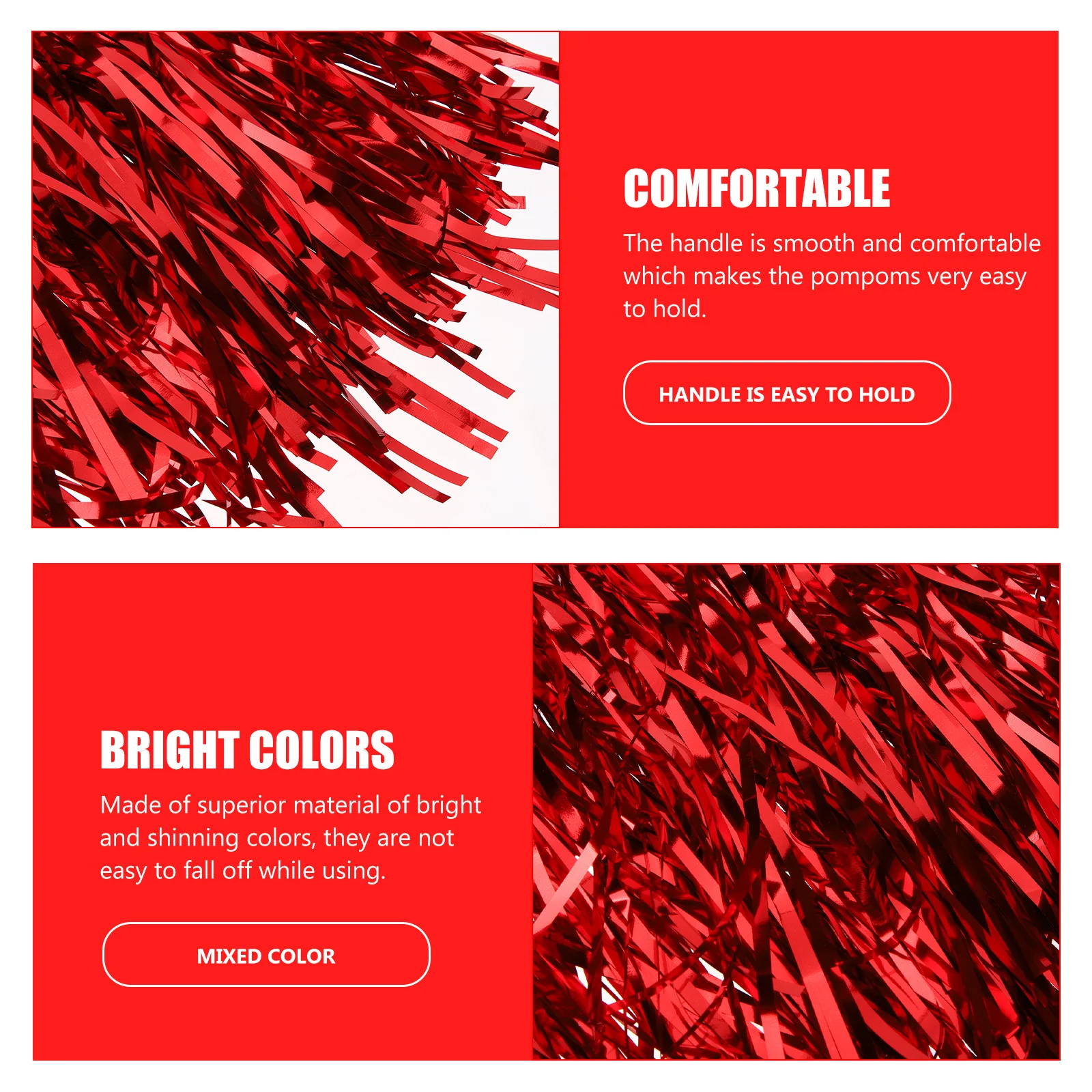 

24pcs Cheerleader Pom Poms Reusable Glossy For Party Sports Events Dance Performance Cheerleading Props Team Sports