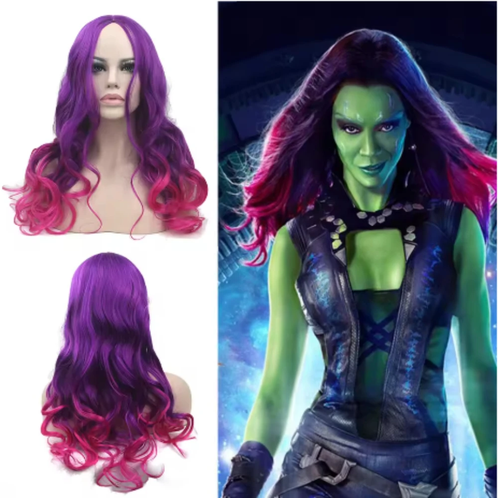 Synthetic Fiber Curly Gamora Cosplay Wig Party Wig Suitable for Halloween and Christmas Performances