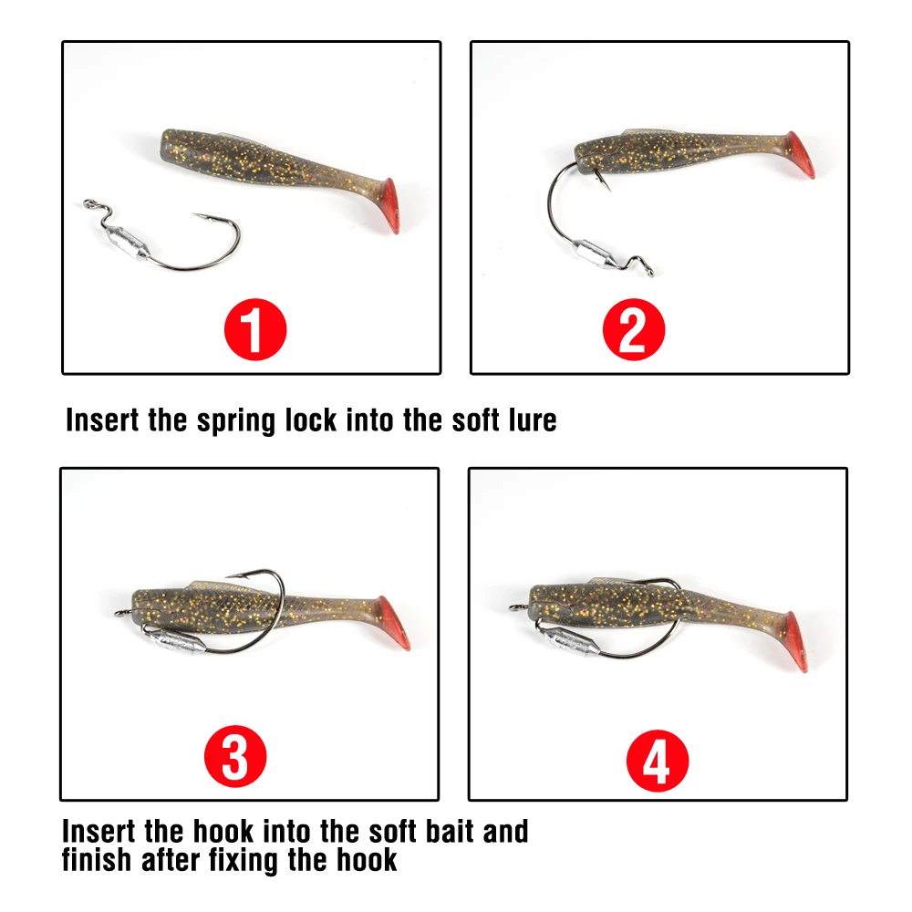 10 Stück gewichtete Angelhaken 1 # 1/0 # 2/0 # 3/0 # 4/0 # Versetzte Wurmhaken mit breiter Spalt, Bass-Schwimmköderhaken für weiche Köder – Detail 7