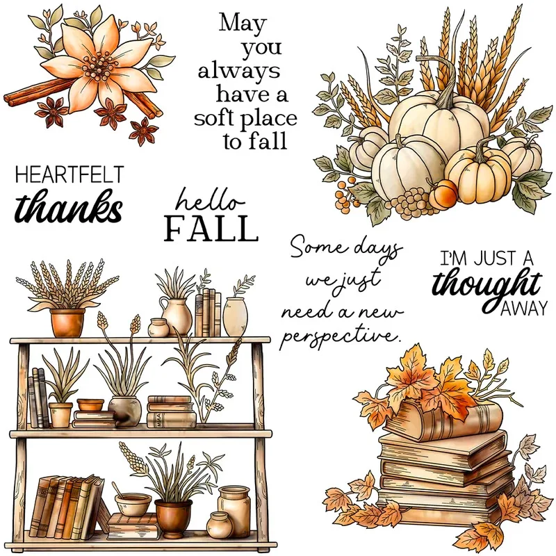 

Autumn Days Pumpkins And Books Clear Stamp DIY Scrapbooking Supplies Silicone Stamps For Card Making Albums Decor