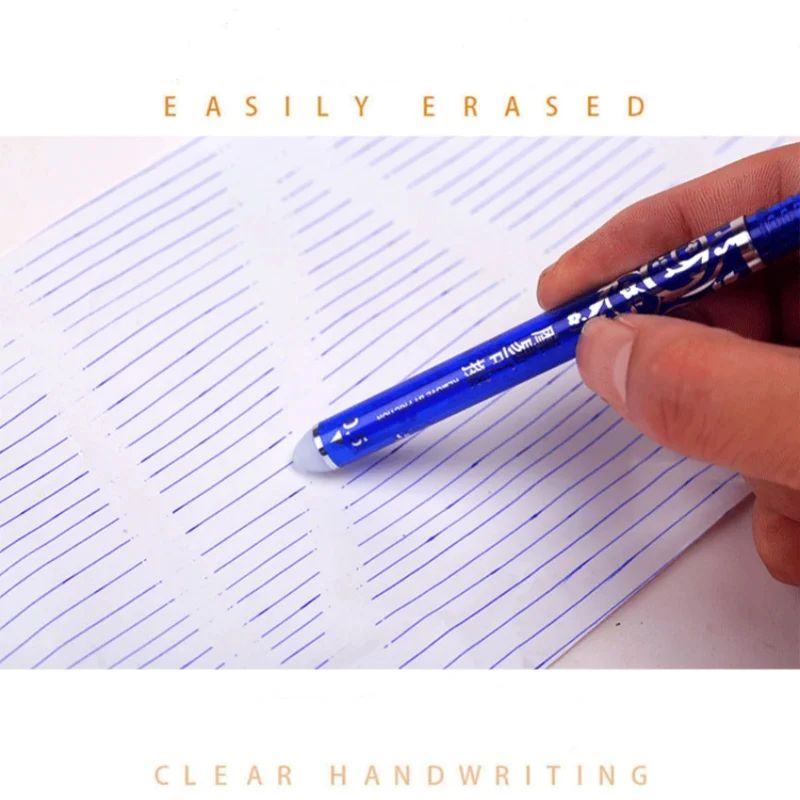 Erasable Gel Pens Set 0.5mm Blue/Black Ink Art Office Writing Magic Gel Pens Refills Rods Washable Handle Stationery Supplies
