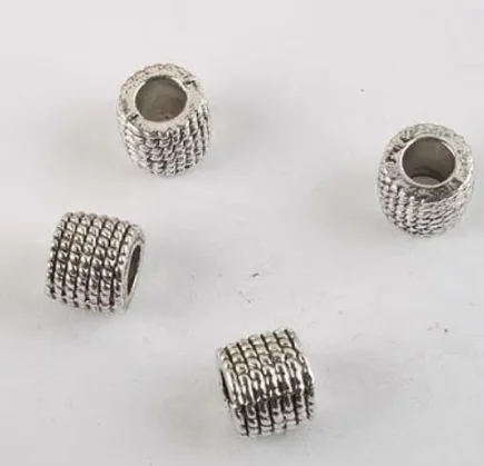 20pcs 7.3mm, hole 4.7mm Alloy matel antiqued dark silver columniform beads fit bracelet HW8271