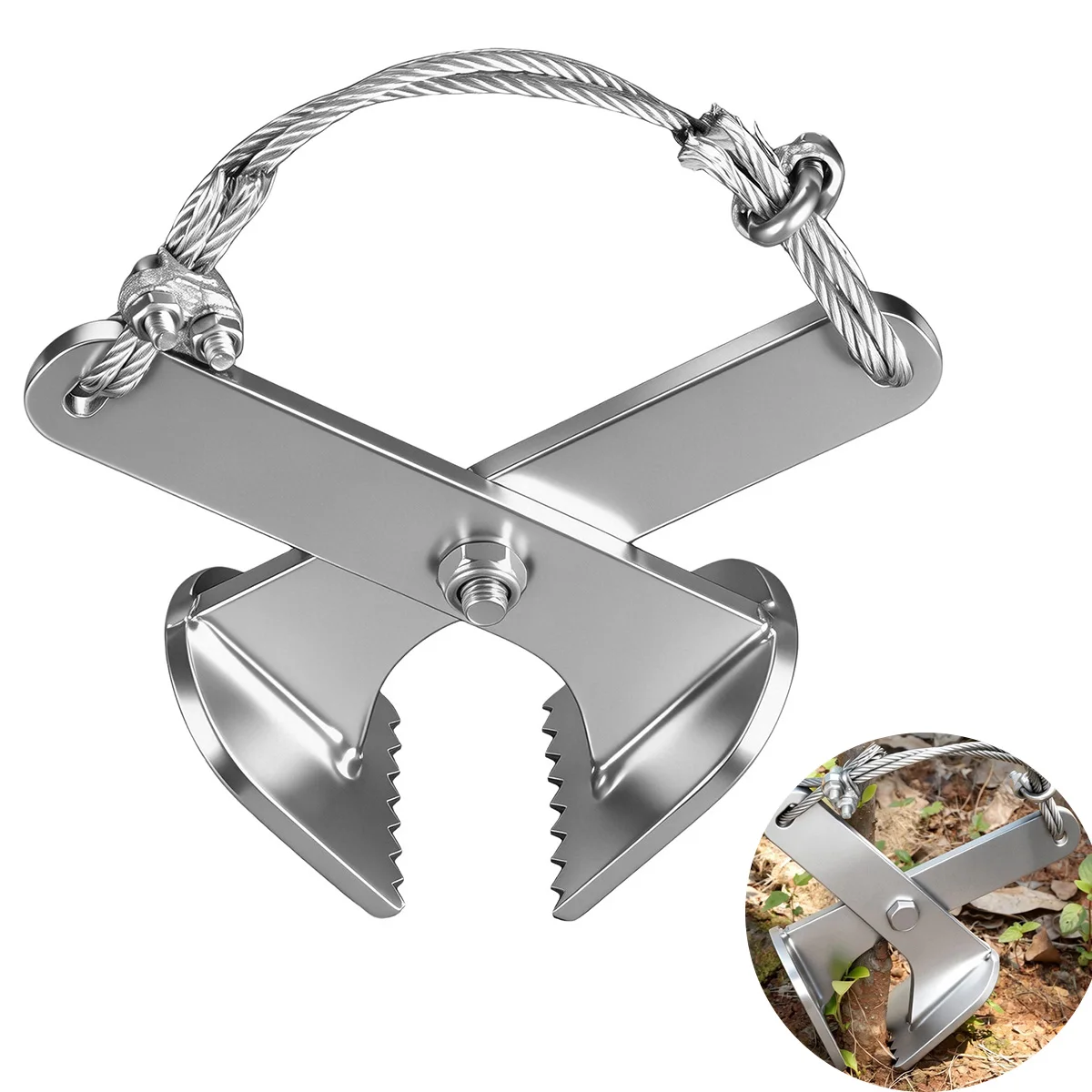 Tree Root Puller Heavy Duty Serrated Clamp Stump Extractor Rust Proof for Garden Farm Landscaping Agricultural Tool