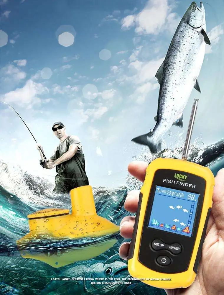 Portable Fish Depth Finder Water Handheld Fish Finder Sonar Boat Transducer Fishing echo sounder