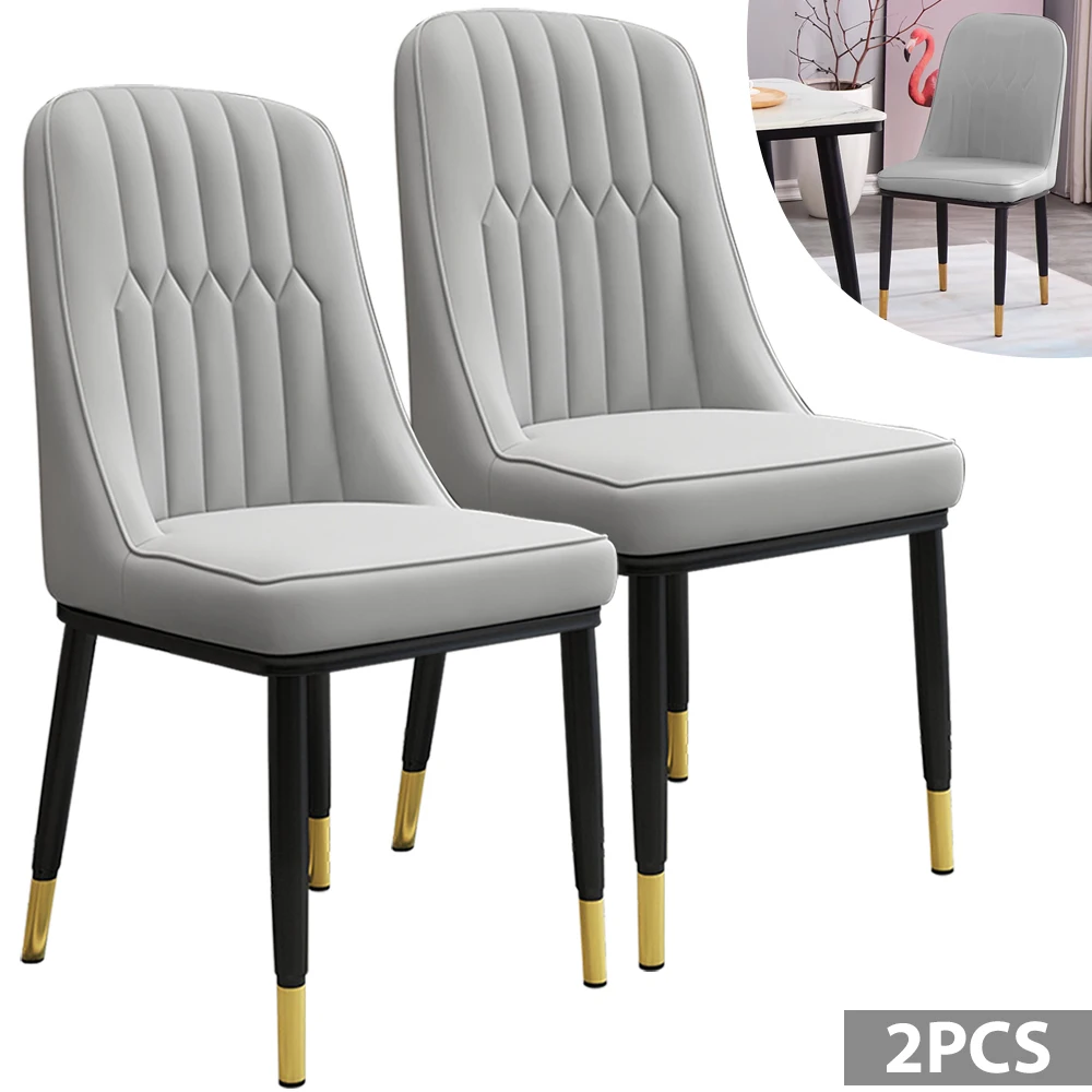 [EU Stock]2pc dining chair PU Padded Seat chair for Dining Room Bedroom Kitchen Chairs Metal Legs For Balcony Home Dining Chairs